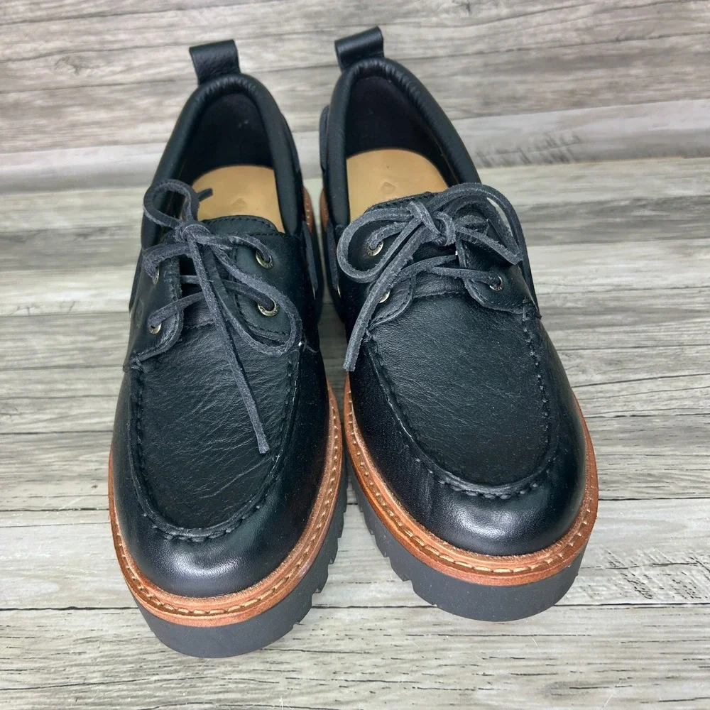 Sperry Top-Sider Women's Authentic Original 2-Eye Lug Boat Shoes Black Size 7.5
